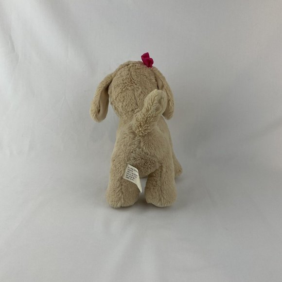 Tan Puppy Dog 10” Plush Stuffed Animal Toy w/Pink Bow Unbranded - Picture 3 of 8
